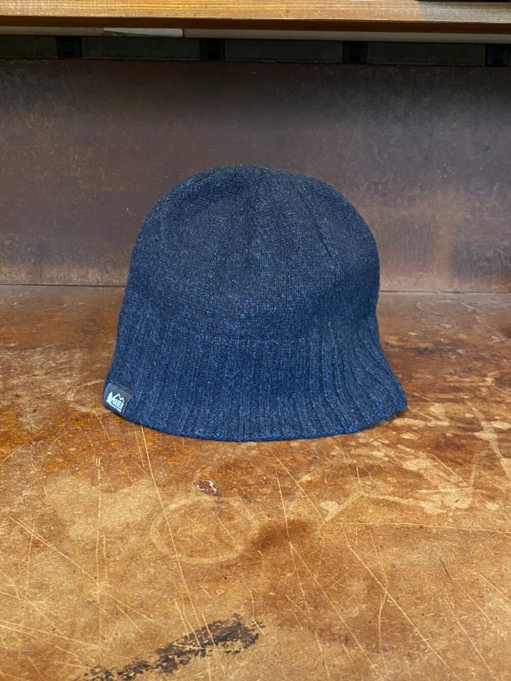 2019 REI Co-op Lightweight Logo Beanie Dark Blue Wool Made in Canada